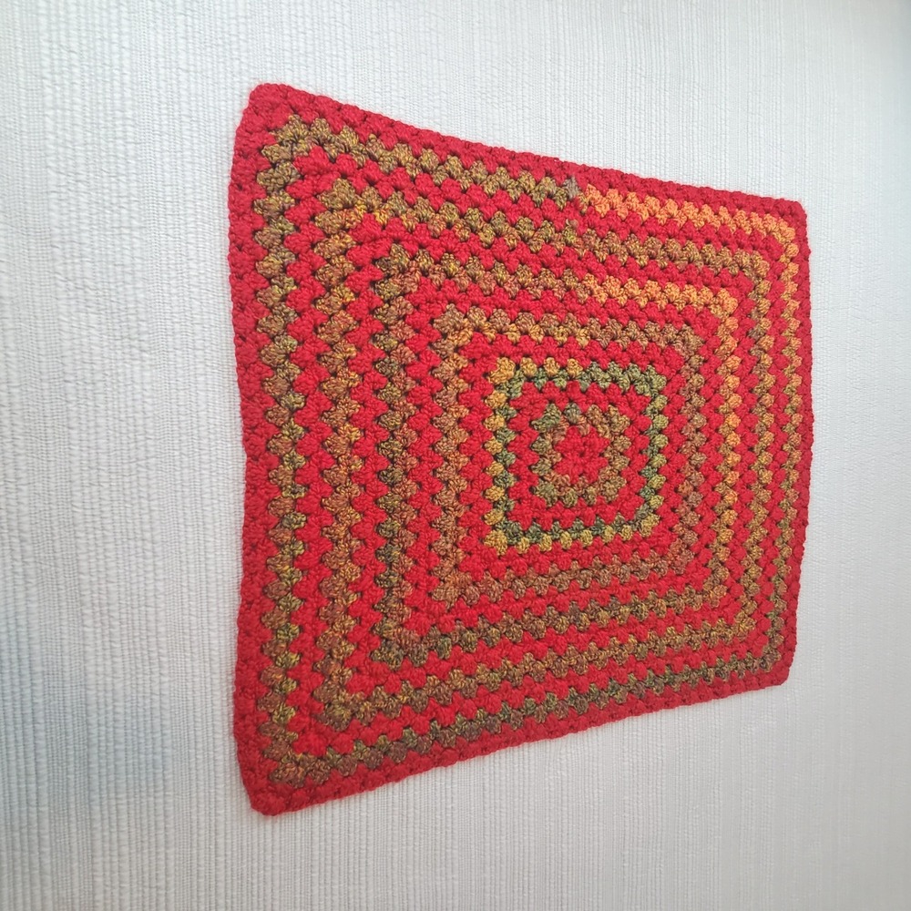 Handmade Granny Square Baby Blanket Unisex 30x30 Red Multi Excellent Crochet